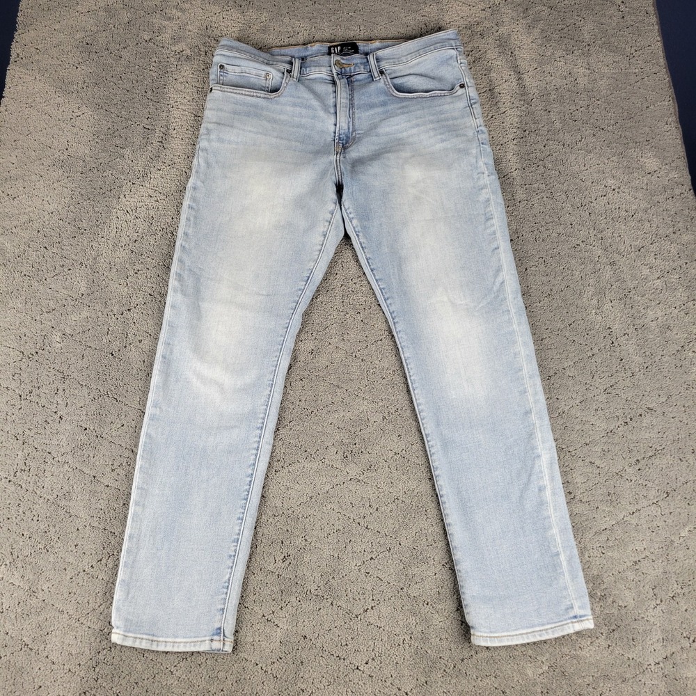 Gap Jeans Mens 36x30 Blue Slim Soft Wear Straight Leg Light Wash Stretch Denim